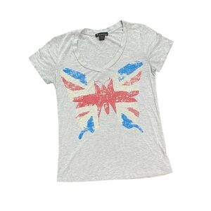 Twenty One Women’s Union Jack Graphic Tee Shirt Size Medium